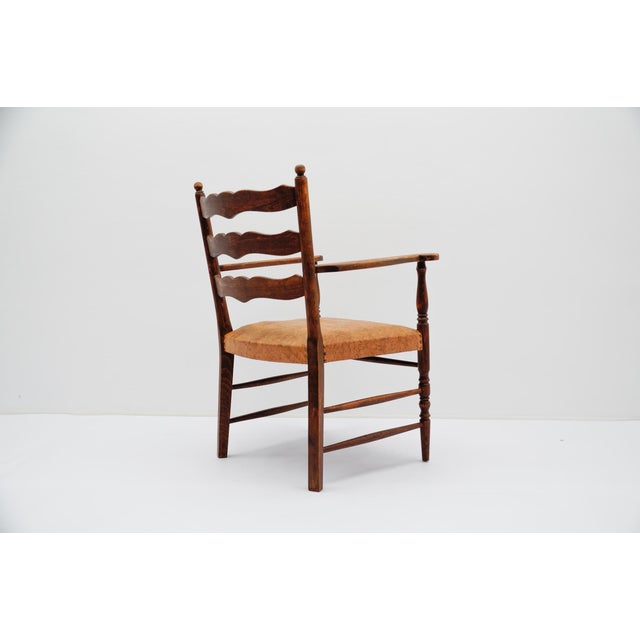 Mid-Century Modern Hand-Carved Wooden Armchair, 1950s For Sale - Image 4 of 11