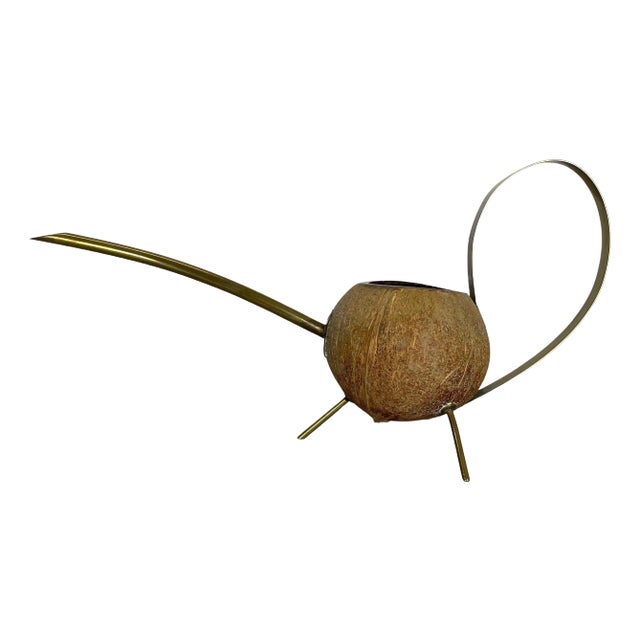 Brass and Coconut Watering Can attributed to Carl Auböck, Austria, 1950s For Sale