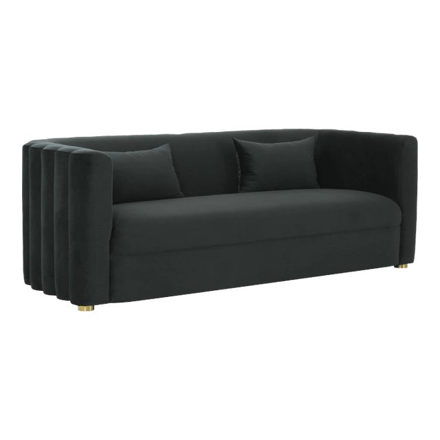 Callie Black Velvet Sofa For Sale