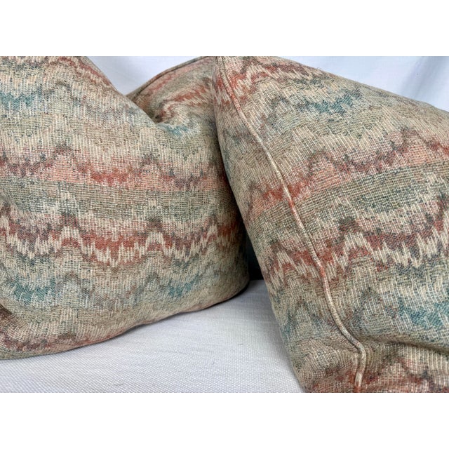 Transitional Kirby Design "Flame Wool" in Rust 22" Pillows-a Pair For Sale - Image 3 of 3