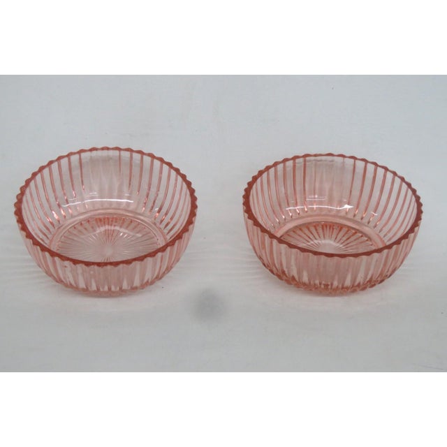 1930s Anchor Hocking Queen Mary Pair of 2 Berry Bowls Pink Depression Era Glass For Sale - Image 10 of 12