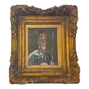 Antique Oil Painting Inspired by the Original c.1869 French Masterpiece "Bashi Bazouk" by Jean-Léon Gerome
