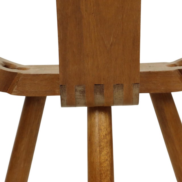 Mid-Century Modern Spanish Brutalist Tripod Chair in Oak For Sale - Image 9 of 14