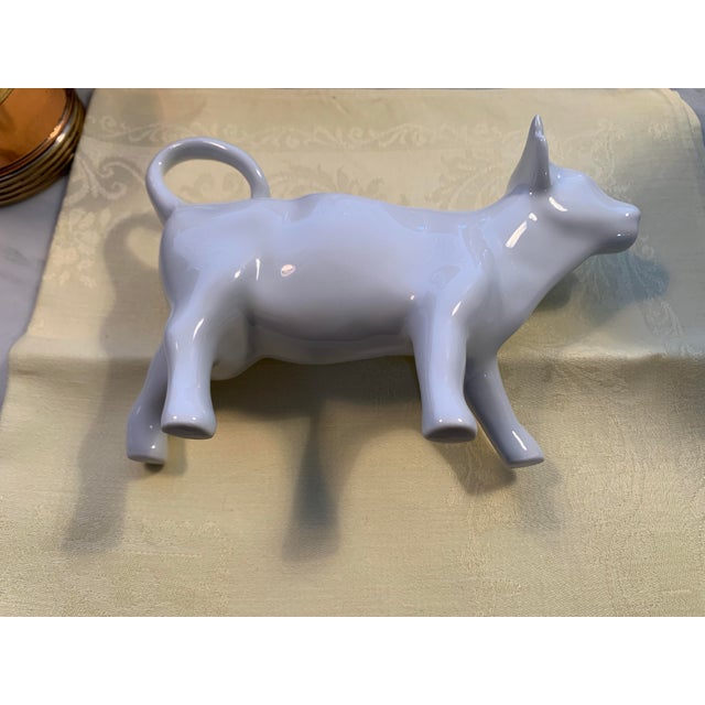 French Porcelain Cow Creamer Pitcher Mid-20th Century For Sale - Image 4 of 11