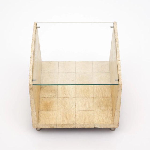 Cream Vintage Sharkskin Side Table by Yuri Augusti For Sale - Image 8 of 10