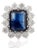 Luxury 7.11 Ct Sapphire Estate Ring With 13 Round 4.06 Ct Diamonds in 18k Gold Size 5 For Sale