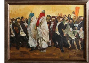 Adolf Adler, Parading the Torah, Oil Painting
