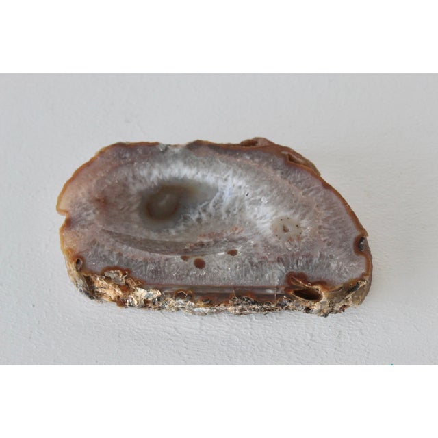 Stone Vintage Mid Century Polished Brown White Agate Ashtray Candy Dish Cashpot For Sale - Image 7 of 15