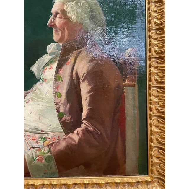 Giuseppe Puricelli, The Card Player, Oil on Canvas, Framed For Sale - Image 4 of 7