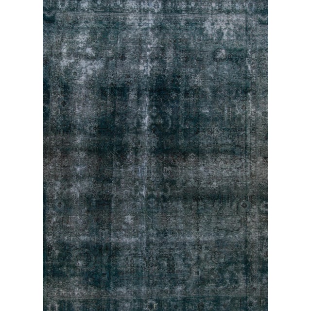 Blue Vintage Overdyed Handmade Allover Designed Wool Rug 8'8" X 11'8" For Sale - Image 10 of 10
