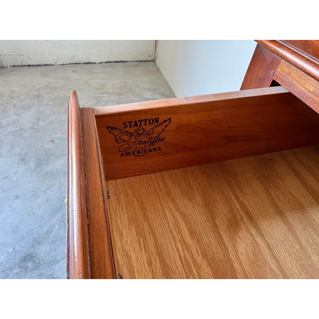 1980s Vintage Solid Cherrywood Statton Trutype Americana Console Table For Sale - Image 5 of 12