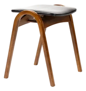 Mid Century Vintage Stacking Bentwood Stool — Isamu Kenmochi for Akita Mokko — Black Vinyl