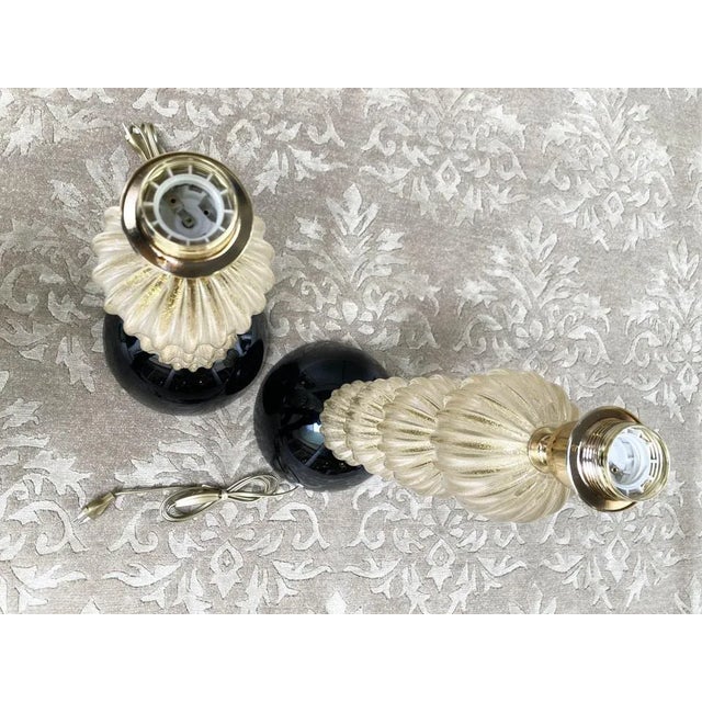 Golden and Black Lamps from Toso, Set of 2 For Sale - Image 3 of 6