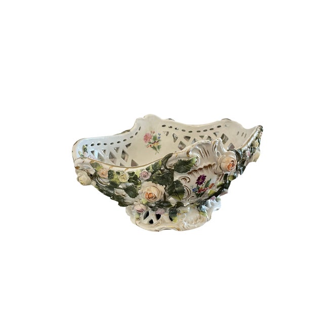 Antique 19th Century Meissen Work Basket Dish, 1880s For Sale
