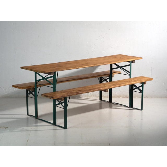 Antique Beer Garden Table and Benches, Germany, 1960, Set of 3 For Sale - Image 9 of 9