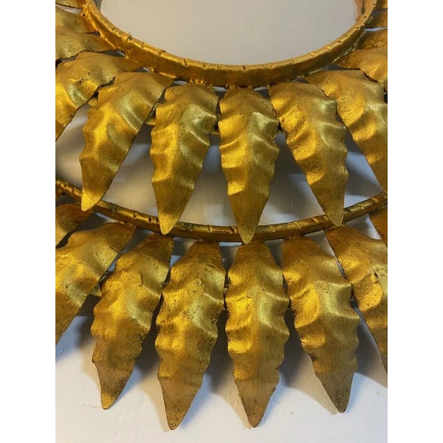 Gold Italian Round Sun Mirror, 1950s For Sale - Image 8 of 11