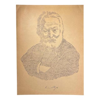 Victor Hugo Calligram Portrait Lithograph Poster after M. Gaillard, Late 19th Century For Sale
