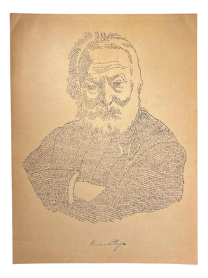 Victor Hugo Calligram Portrait Lithograph Poster after M. Gaillard, Late 19th Century