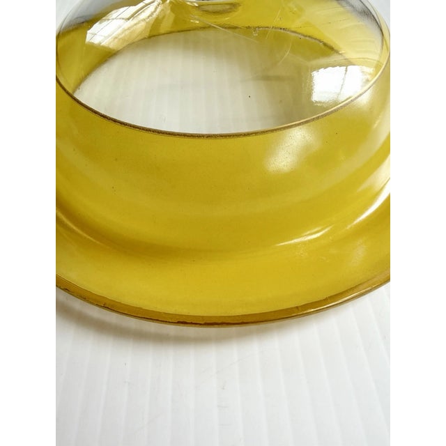 Early 20th Century Art Deco Glass Pedestal Compote or Candy Dish Yellow With Gold Trim, Fleur-De-Lis Handle For Sale - Image 14 of 16