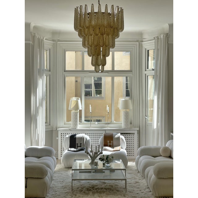 Murano Chandeliers in Amber Color in the style of Venini, Set of 2 For Sale - Image 5 of 15