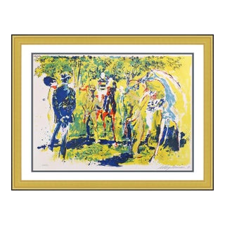 1971 Paddock II Modern Yellow Serigraph LeRoy Neiman For Sale