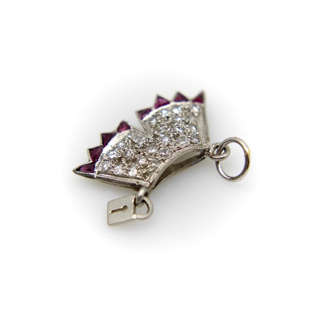 1920s 1920s Art Deco Platinum Diamond and Ruby Chastity Belt Knickers Pendant or Charm For Sale - Image 5 of 9