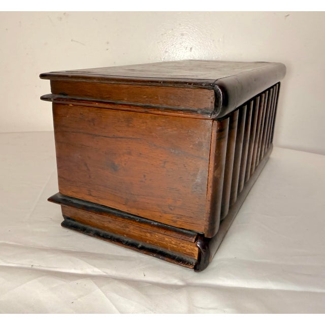 Brown Antique 19th Century Handmade Inlaid Marquetry Wood Book Shelf Jewelry Box For Sale - Image 8 of 12