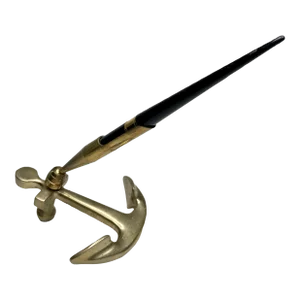 Vintage Coastal Inspired Solid Brass Anchor Pen Desk Set