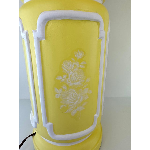 Yellow Vintage Mid-Century Ceramic Table Lamps in Sunny Yellow, a Pair For Sale - Image 8 of 11