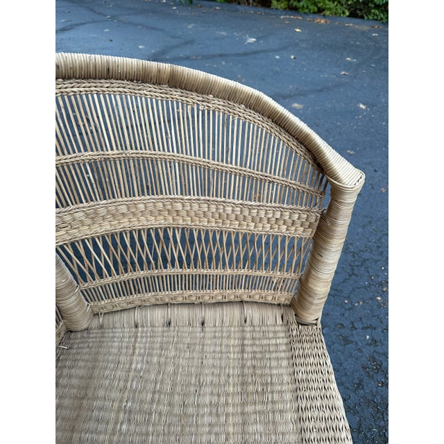 Raw Wicker Horseshoe Chair For Sale - Image 9 of 11