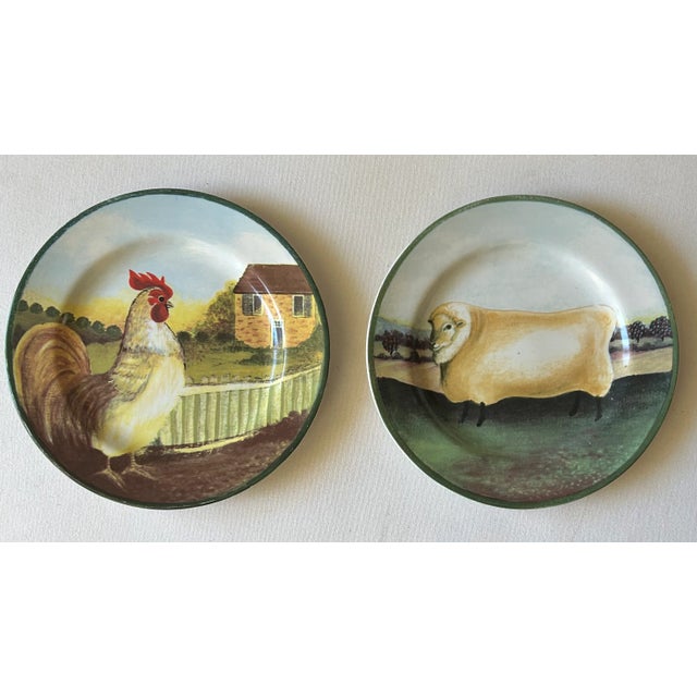 Vintage Americana Red Rooster Farmhouse Chic Decorative Wall Plate Curation- Group of 3 For Sale - Image 4 of 7