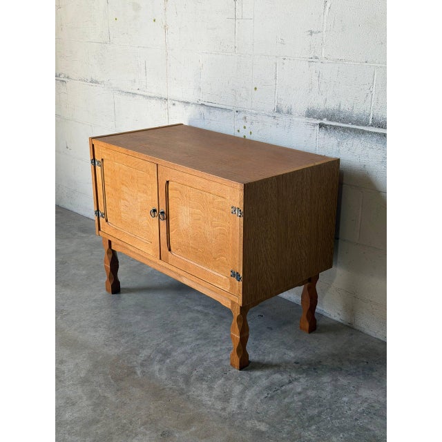 Brown Henning Kjærnulf Oak Storage Cabinet With Black Handles Danish Mid-Century Modern 1960s For Sale - Image 8 of 12