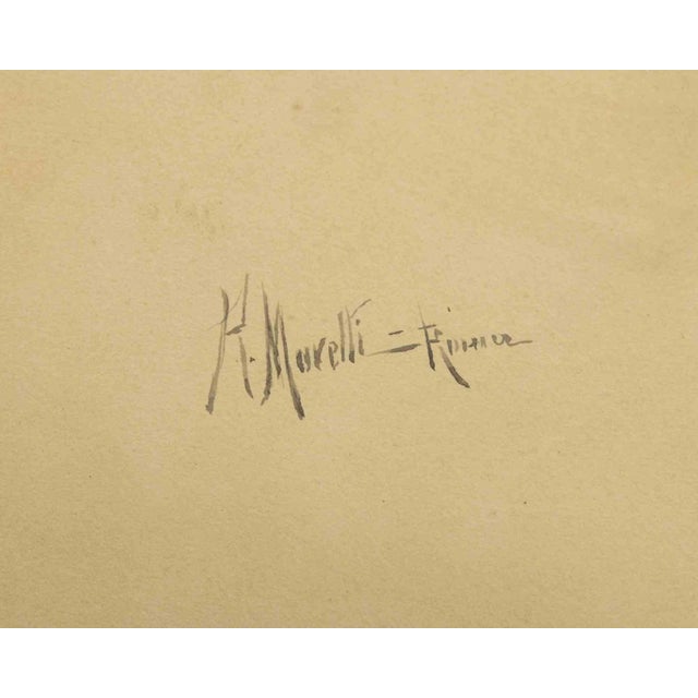 Portrait of woman is an artwork realzied by R. Moretti in the early of 20th Century. Watercolor on paper. cm. 35,5 x 36...