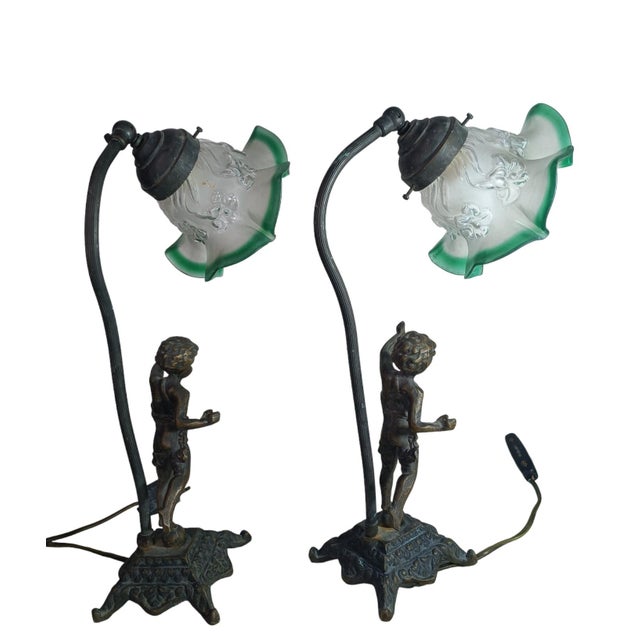 Modernist Table Lamps, 1940s, Set of 2, in Good conditions. Designed 1920 to 1949 European Plug (up to 250V).The wiring of...