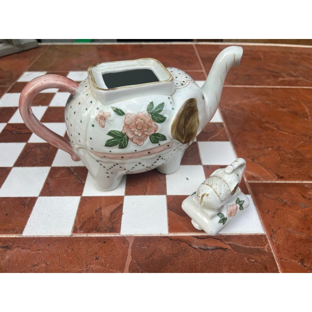 1970s Vintage Painted Elephant Tea Pot For Sale - Image 5 of 6