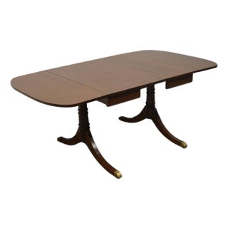 Craddock Furniture Solid Mahogany Traditional Duncan Phyfe Style 70" Drop Leaf Pedestal Dining Table W. Self Storing Leaf For Sale