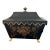 Chinoiserie Style Gilt Decorated Black Tole Box With Scalloped Lid by Sarreid For Sale