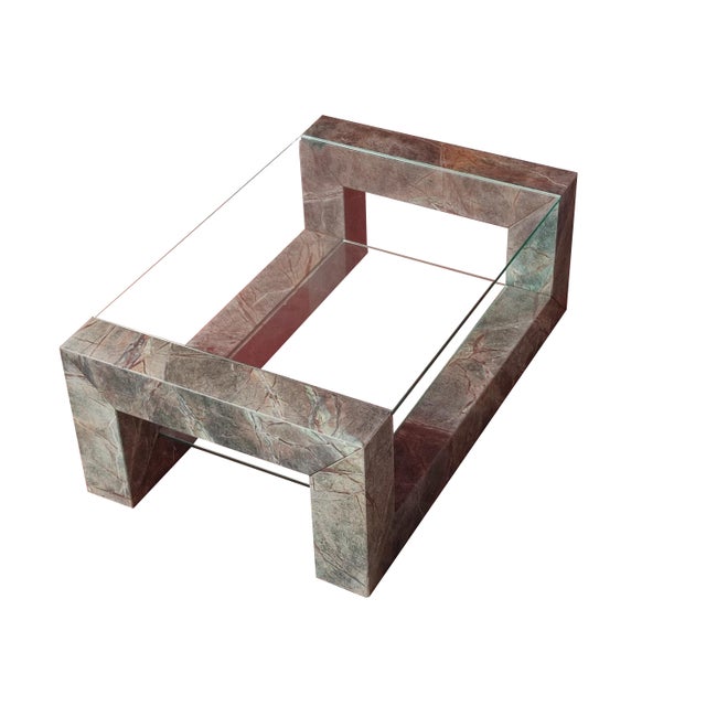 Green Devon Coffee Table in Root Green Marble with Two Inset Glass Tops by Joaquín Moll for Meddel España For Sale - Image 8 of 10