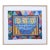 Contemporary Painted Quilted Textile Art on Canvas in Cerused Frame For Sale