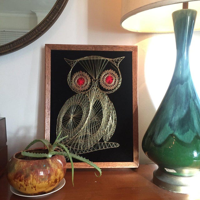 Framed Metallic Owl String Art Chairish