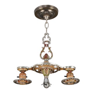 Mid 20th Century Restored Victorian Exposed Bulb Brass Chandelier For Sale