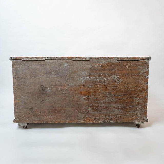 Wood Late 1800s Antique Blanket Chest on Casters With Original Paint For Sale - Image 7 of 11