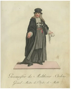 Schwan, Grand Master of the Maltese Order, 18th Century, Hand-Colored Engraving
