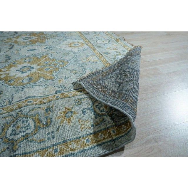 Baby Blue 8x8 Gray Hand-Knotted Wool Framed Rosettes Geometric Modern Carpet Rug For Sale - Image 8 of 10