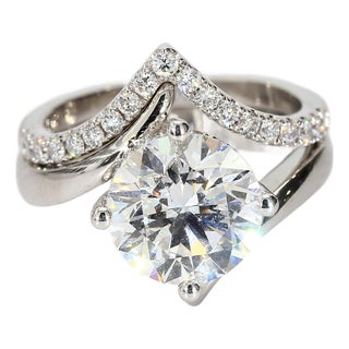 Platinum Half-Eternity v-Shaped Lab-Grown Diamond Wedding Band Set, Size 4.75 For Sale