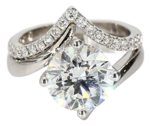 Platinum Half-Eternity v-Shaped Lab-Grown Diamond Wedding Band Set, Size 4.75