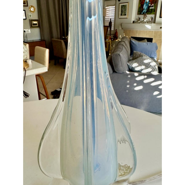 Murano Italian Blue Winged Opalescent Table Lamp For Sale - Image 10 of 14