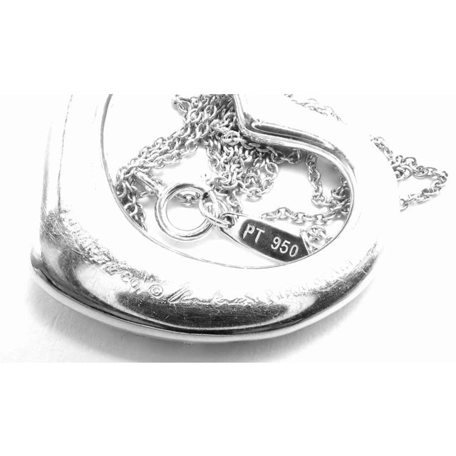Silver Tiffany & Co. Peretti Platinum Diamond Large Open Heart Necklace $26000 For Sale - Image 8 of 10