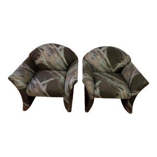 1980s Upholstered Sculptural Arm Chairs - a Pair For Sale
