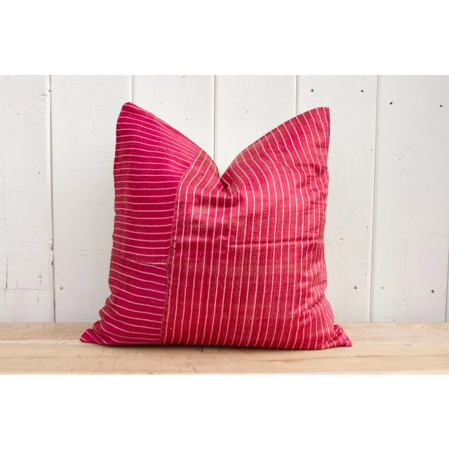 Indian Srivi Antique Mashru Tribal Square Pillow For Sale - Image 3 of 9